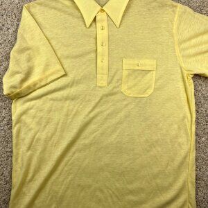 NOS VTG Brian MacNeil Mens Large Polo Shirt Golf Pullover Solid Yellow Casual